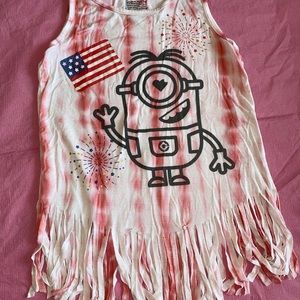 Girls MINION Despicable Me Tank Top Shirt Red Fire